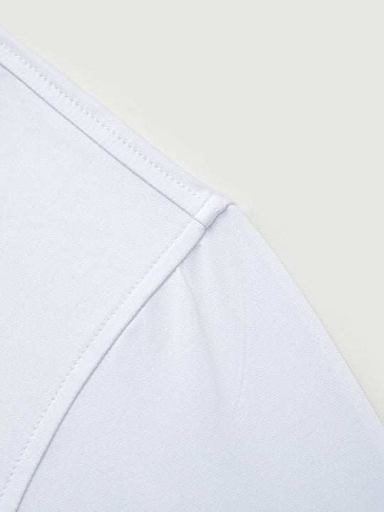 Designed Collared Long Sleeve Golf Polo-WHITE