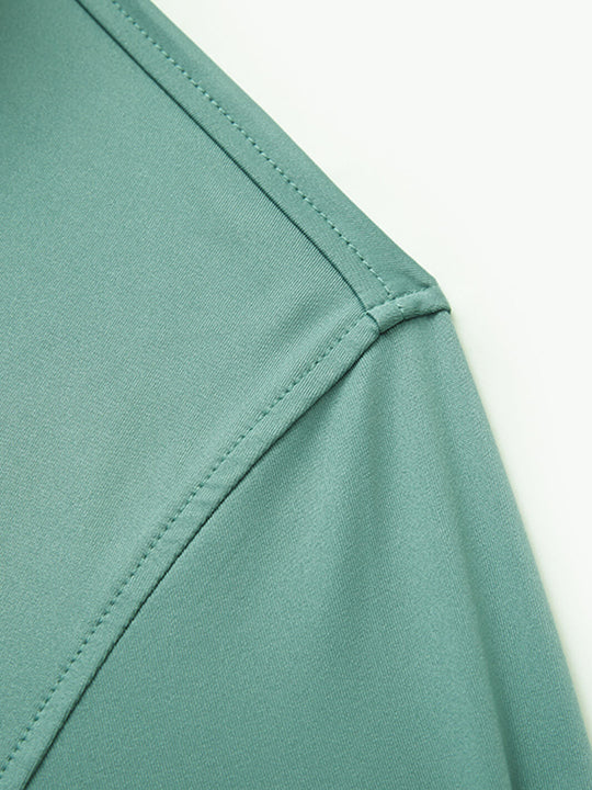 Designed Collared Long Sleeve Golf Polo-BERYL GREEN