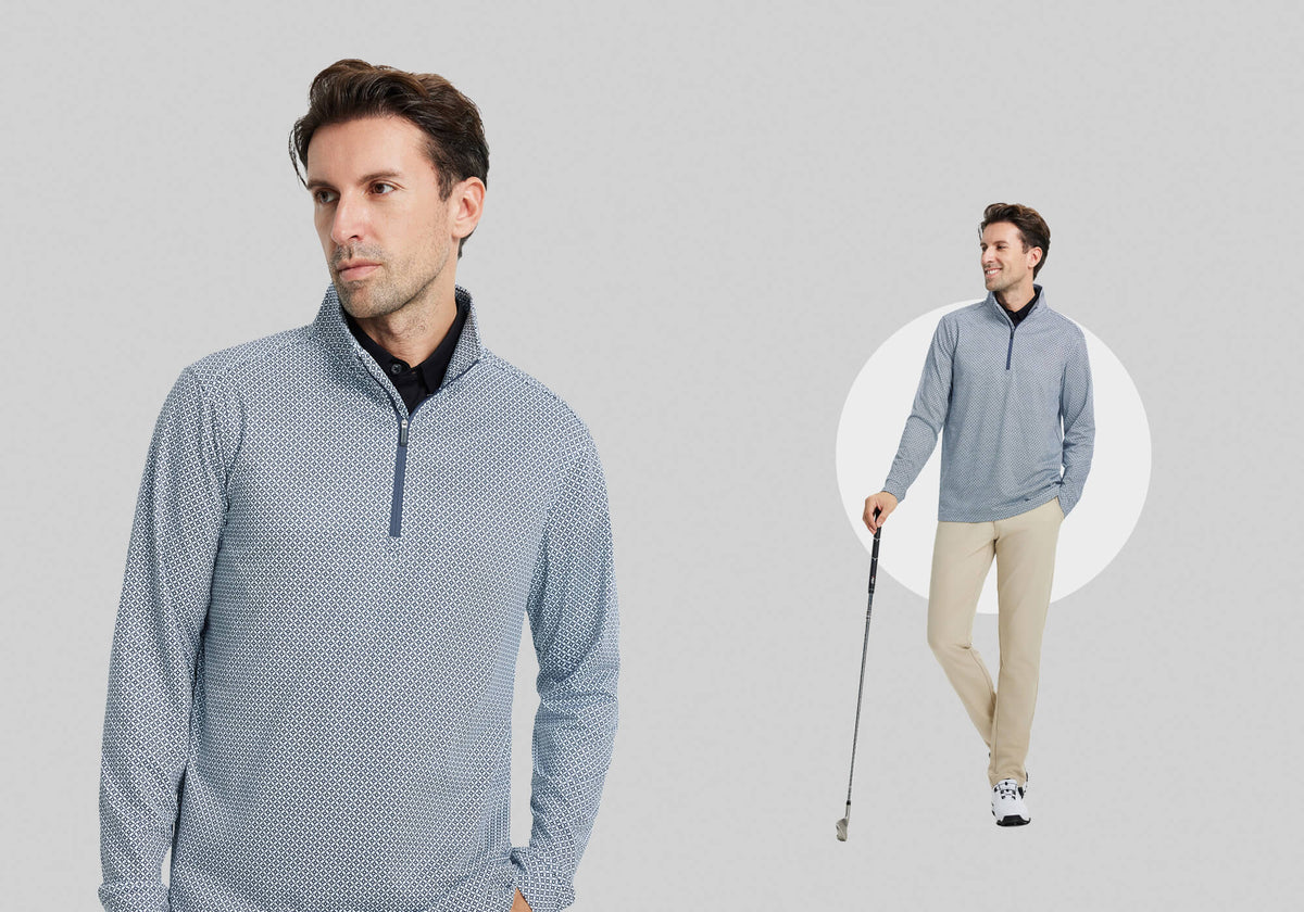 DTWOOO | Print Performance Golf Quarter Zip For Men | Men's Golf Quarter Zips