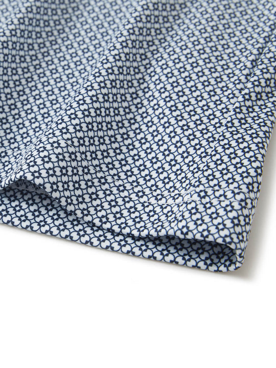 Print Performance Golf Quarter Zip For Men-White Navy Interlink