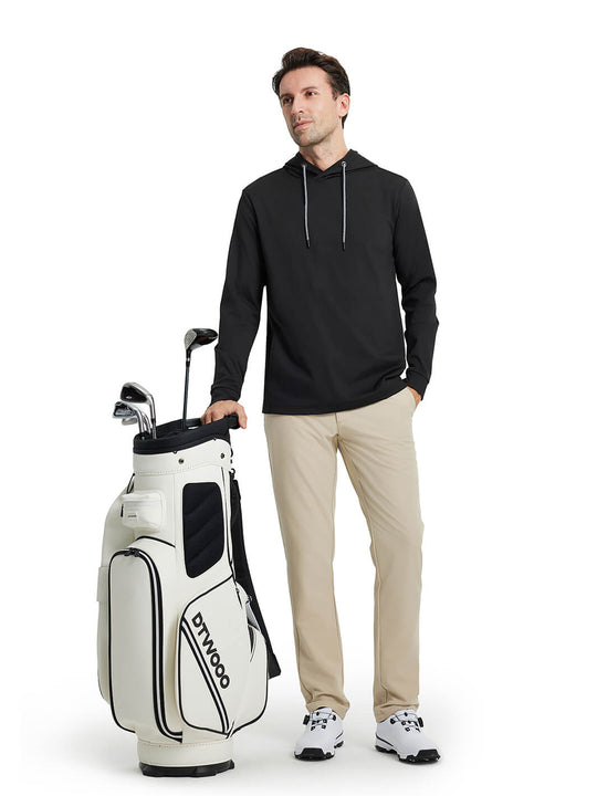 Solid Performance Golf Hoodie For Men-Black