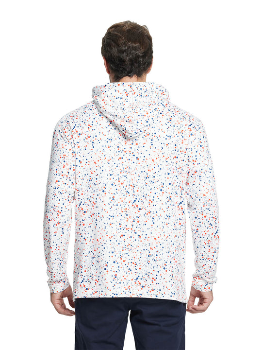 Print Performance Fleece Golf Hoodie For Men-Red/Blue Polka Dots