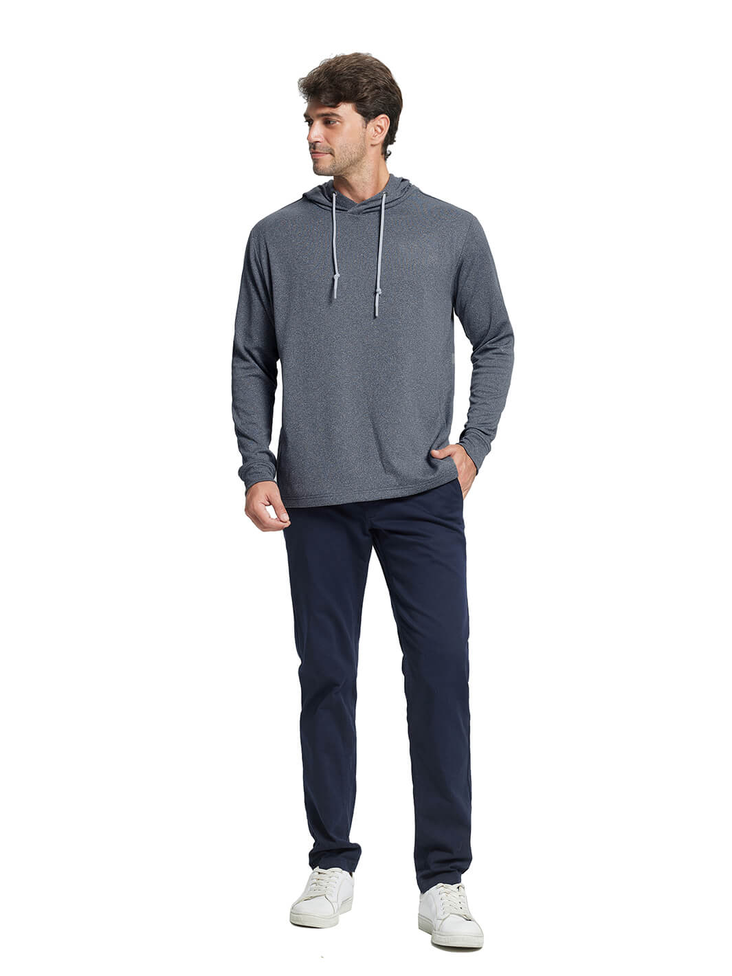 Heather Performance Golf Hoodie For Men-Black