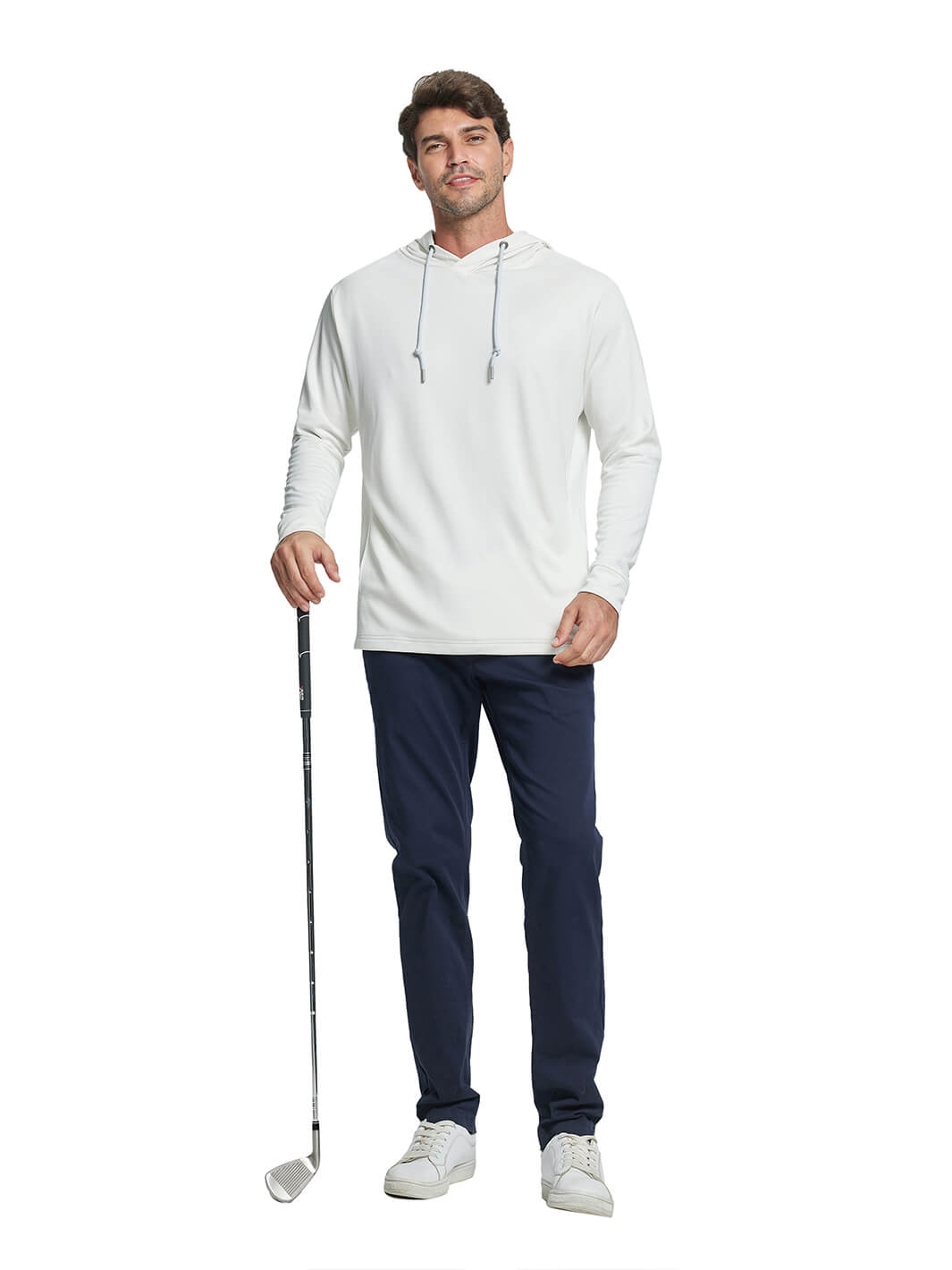 Heather Performance Golf Hoodie For Men-White