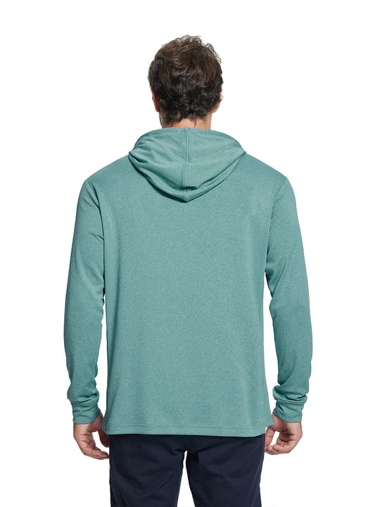 Heather Performance Golf Hoodie For Men-Dark Green