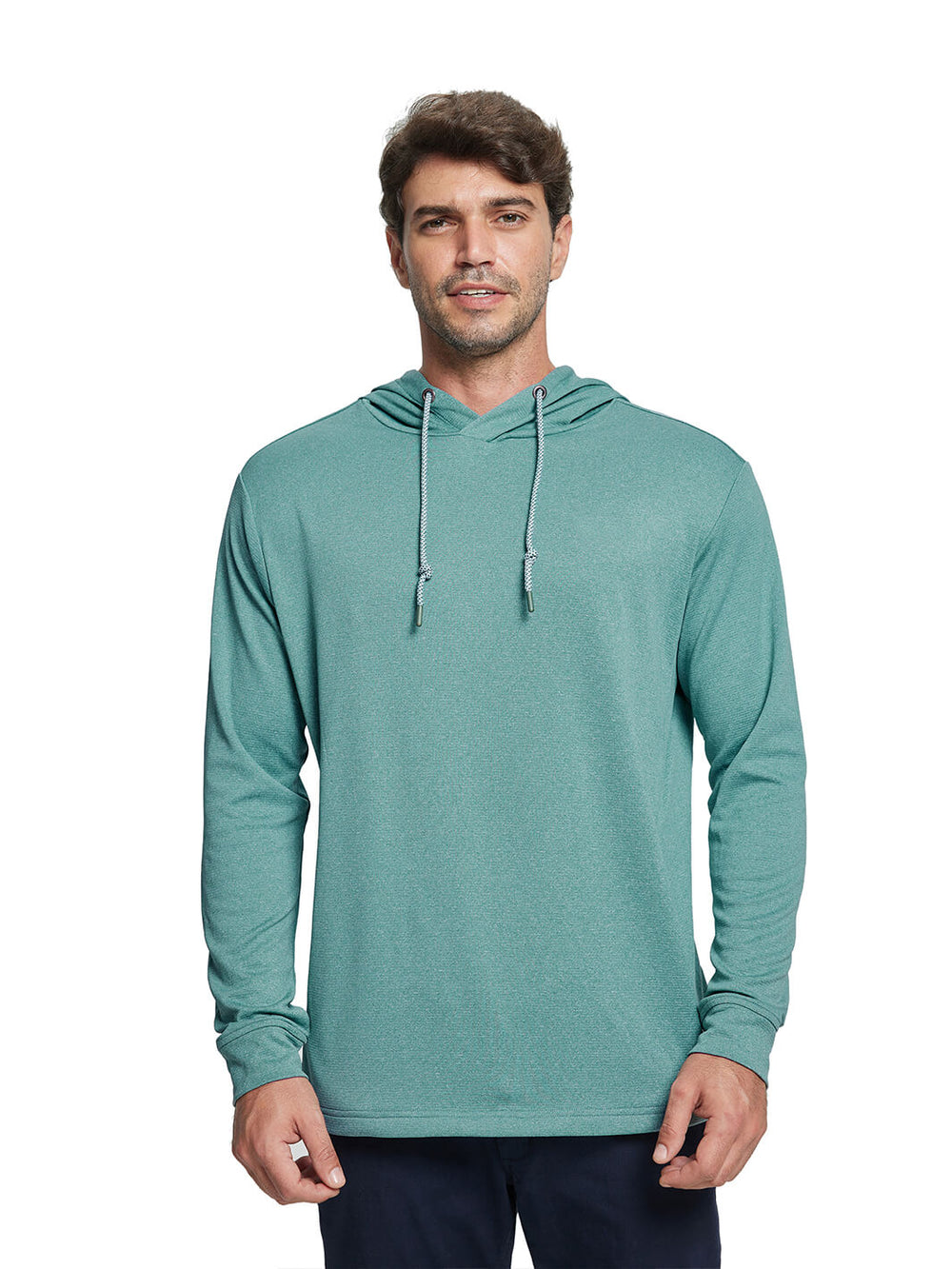 Heather Performance Golf Hoodie For Men-Dark Green