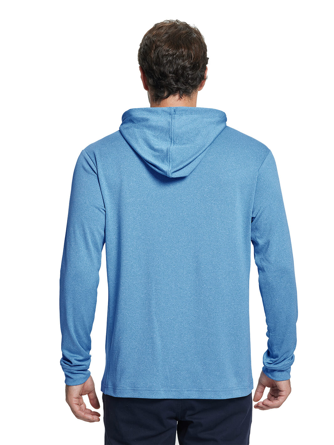 Heather Performance Golf Hoodie For Men-Blue