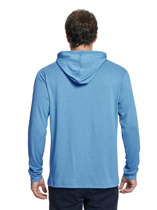 Heather Performance Golf Hoodie For Men-Blue