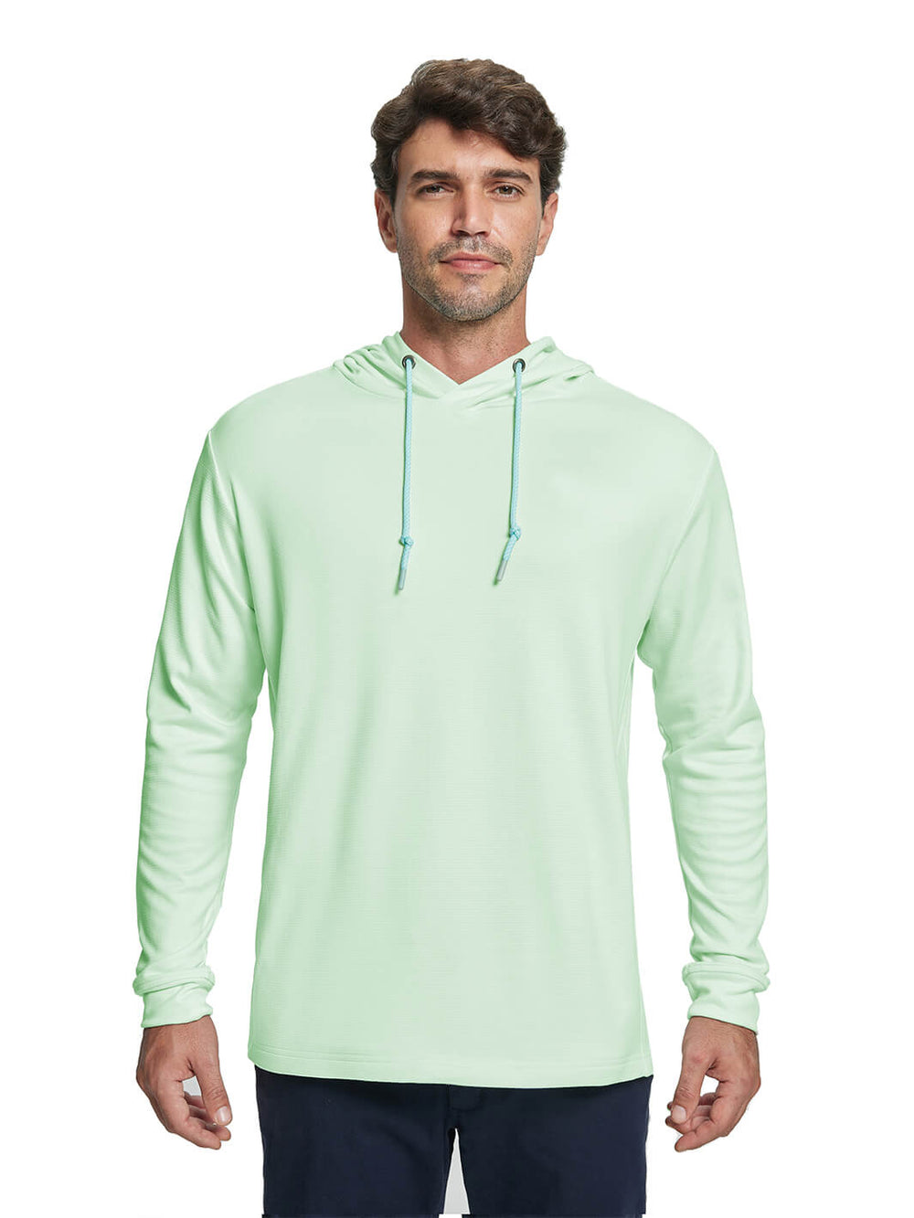 Heather Performance Golf Hoodie For Men-Light Green