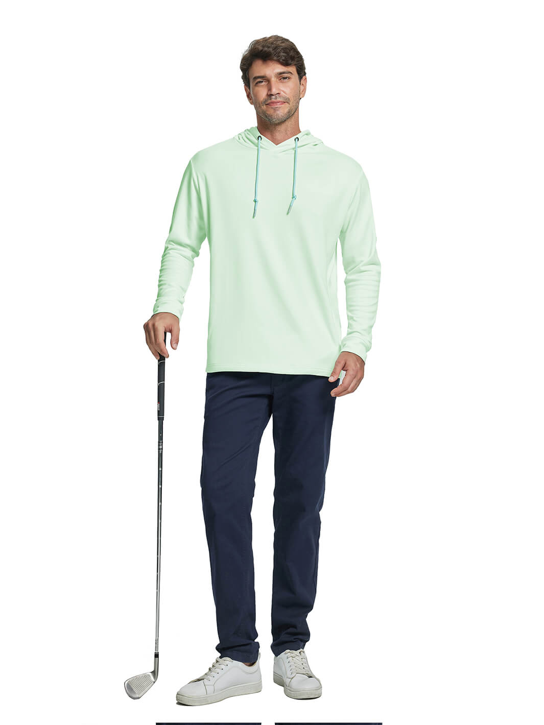 Heather Performance Golf Hoodie For Men-Light Green
