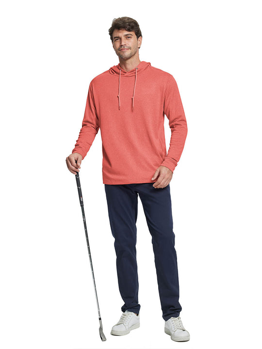 Heather Performance Golf Hoodie For Men-Red