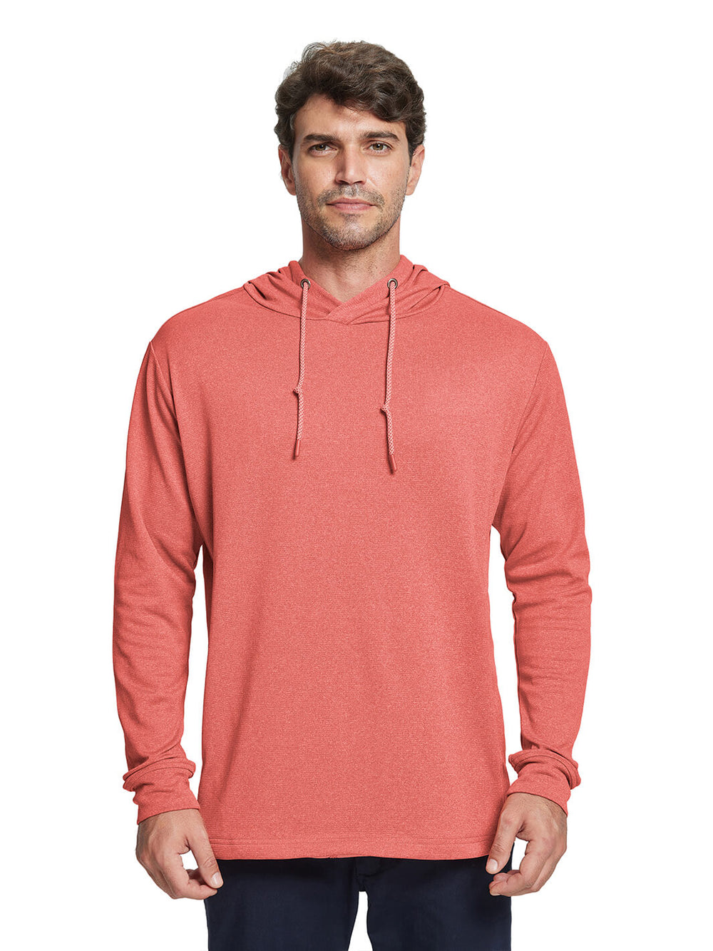 Heather Performance Golf Hoodie For Men-Red