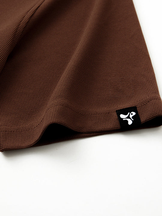 Waffle Jacquard Performance Polo-BROWN