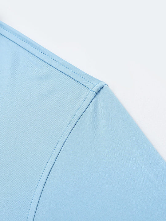 Designed Collared Solid Performance Polo-LIGHT BLUE