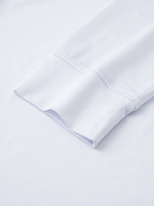 Designed Collared Long Sleeve Golf Polo-WHITE