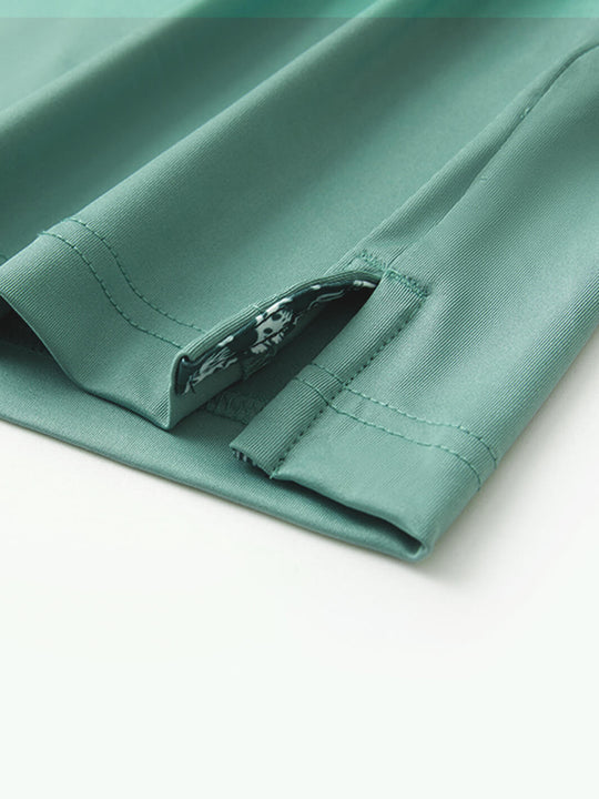 Designed Collared Long Sleeve Golf Polo-BERYL GREEN