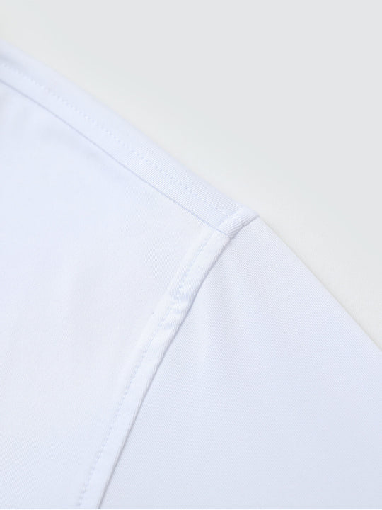 Designed Collared Solid Performance Polo-WHITE