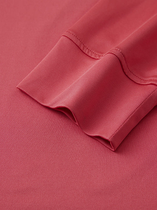 Designed Collared Long Sleeve Golf Polo-CRANBERRY