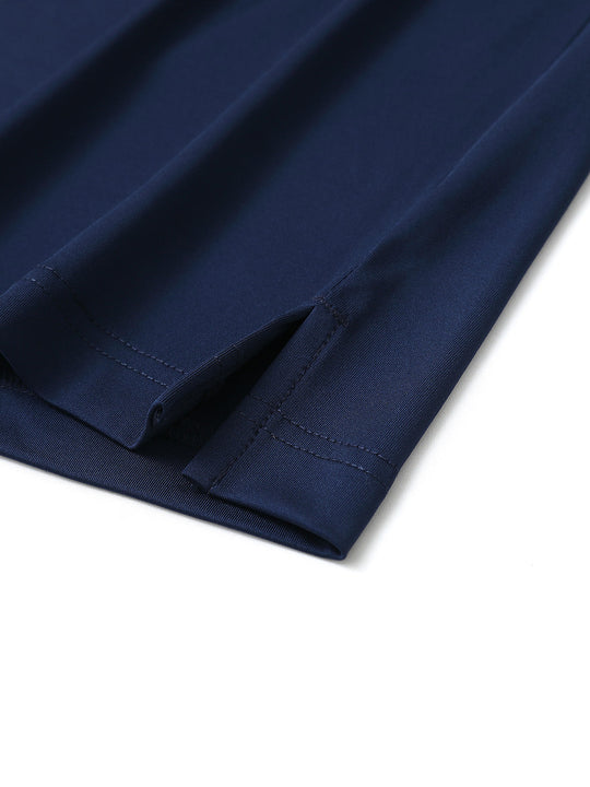 Solid Performance Jersey Polo-NAVY