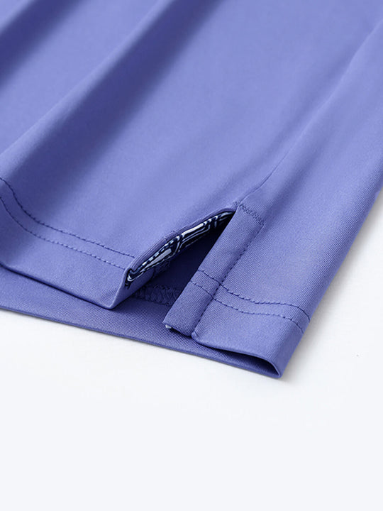 Designed Collared Solid Performance Polo-BLUISH VIOLET