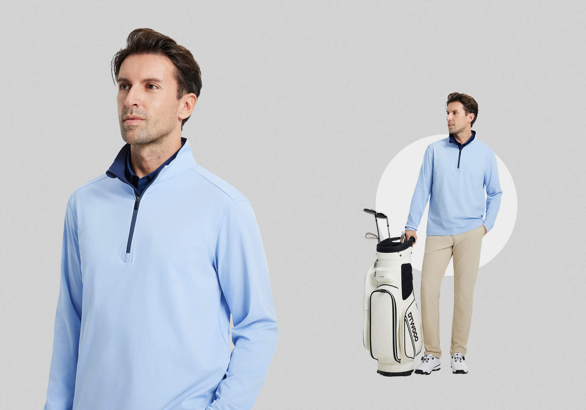 DTWOOO | Solid & Heather Performance Golf Quarter Zip For Men| Men's Golf Quarter Zips