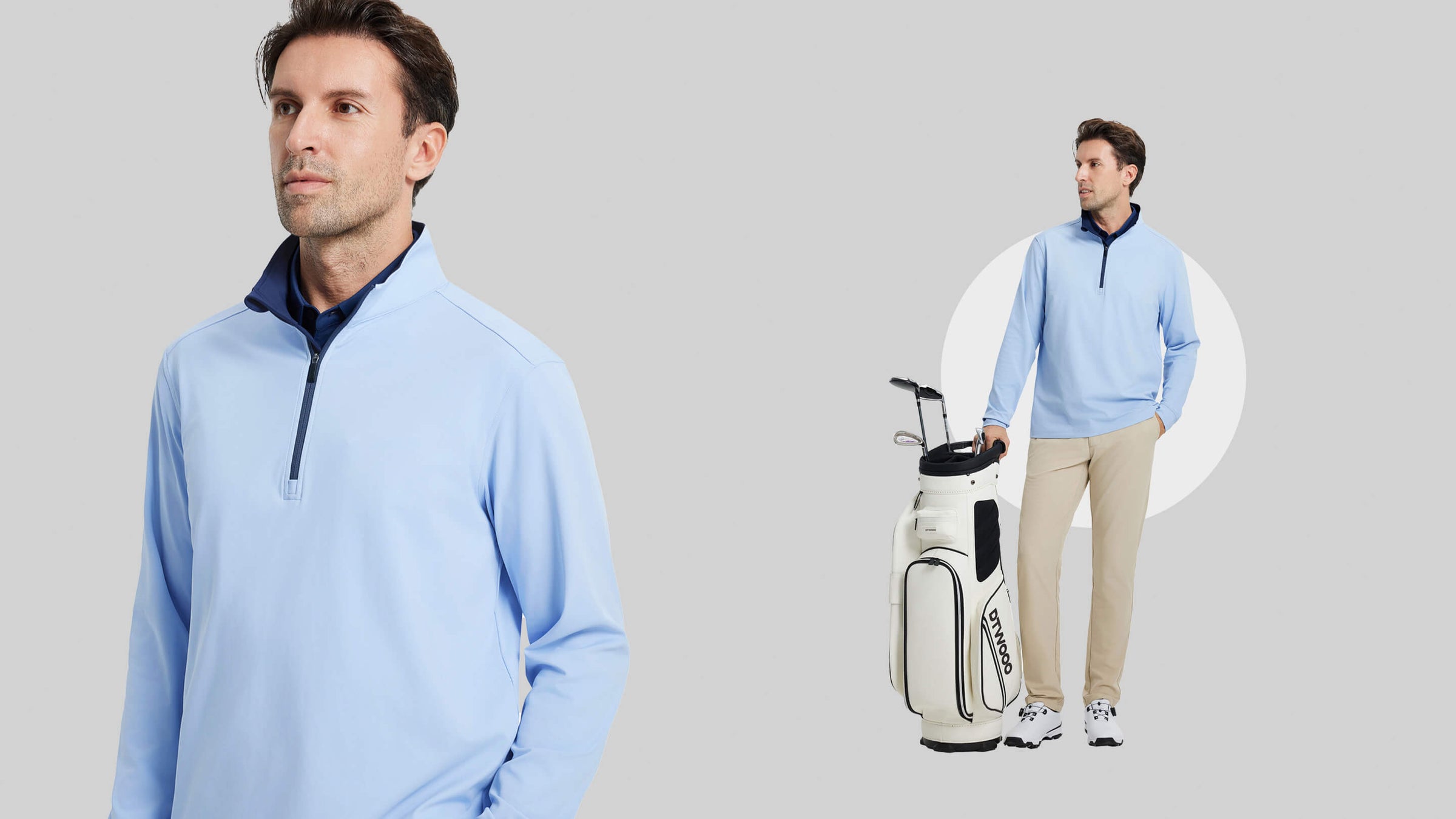 DTWOOO | Solid & Heather Performance Golf Quarter Zip For Men| Men's Golf Quarter Zips