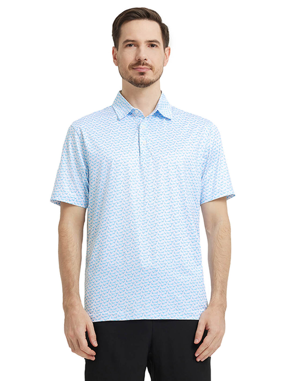 Men's Print Performance Polo-WHALE