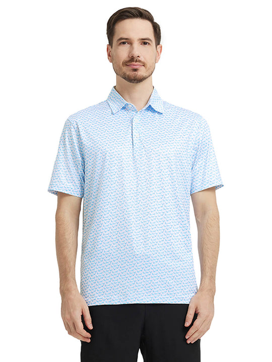 Men's Print Performance Polo-WHALE