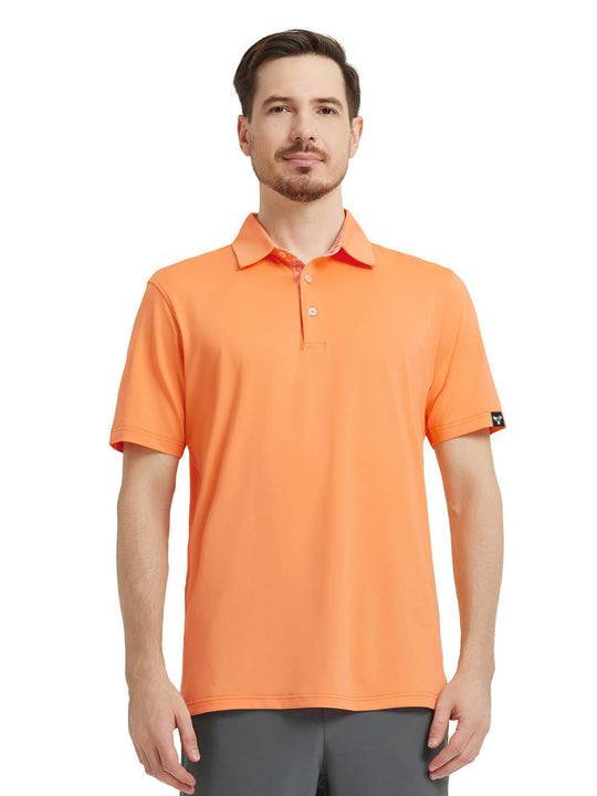 Designed Collared Solid Performance Polo-SHIMMER ORANGE