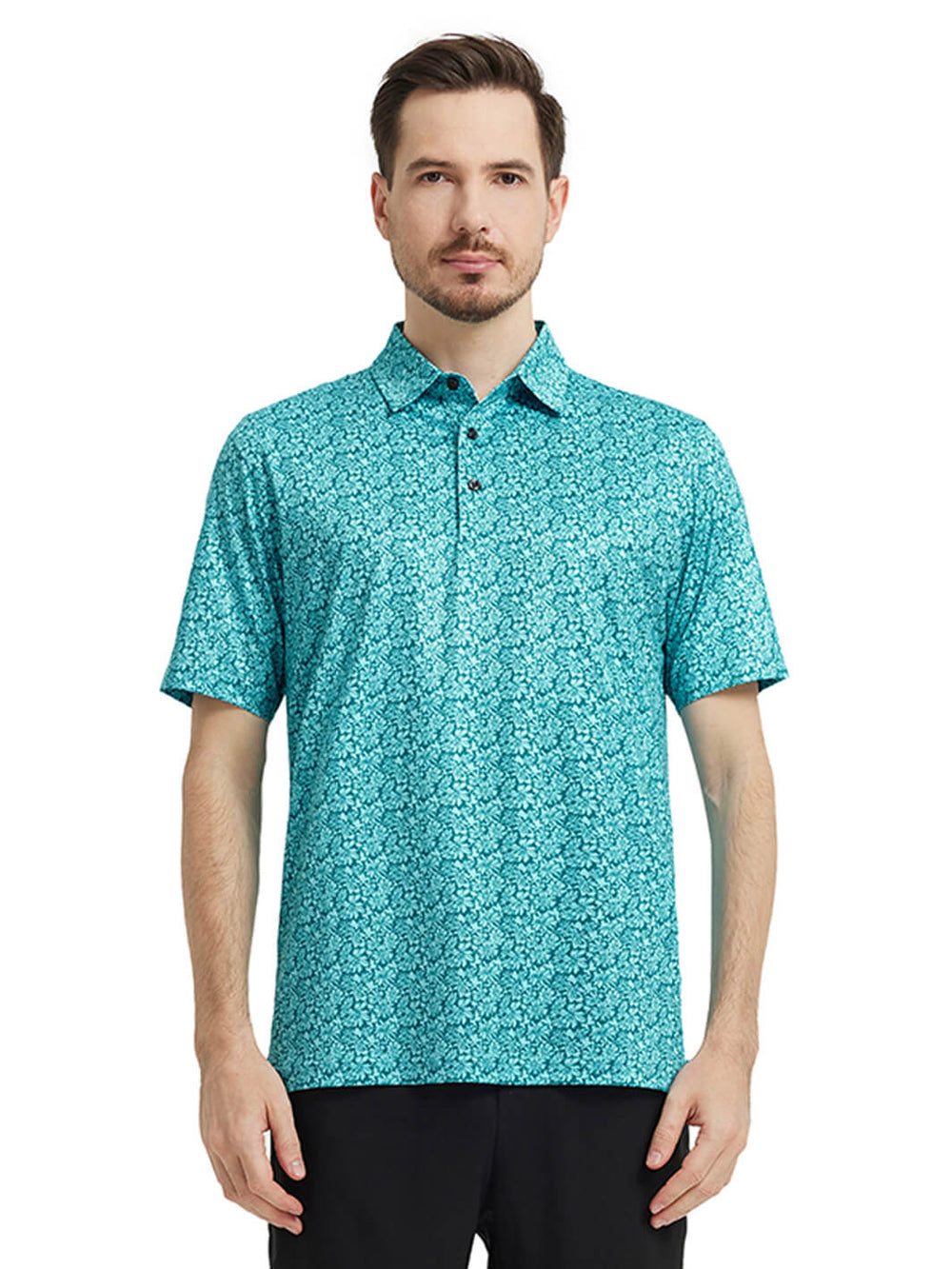Men's Print Performance Polo-CORNFLOWER