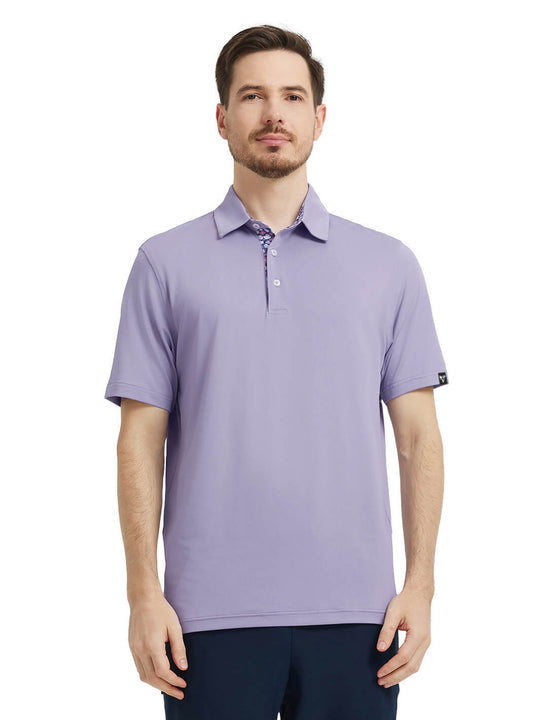Designed Collared Solid Performance Polo-LAVENDER