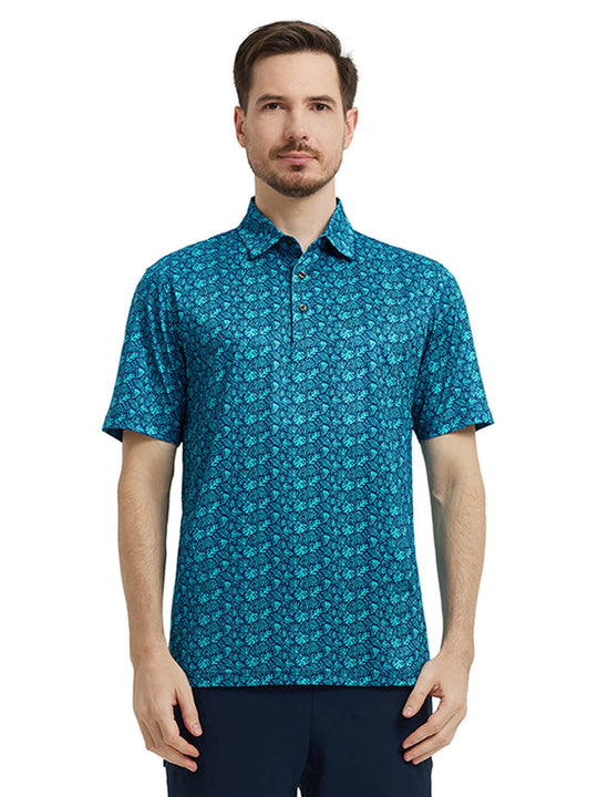 Men's Print Performance Polo-MONSTERA
