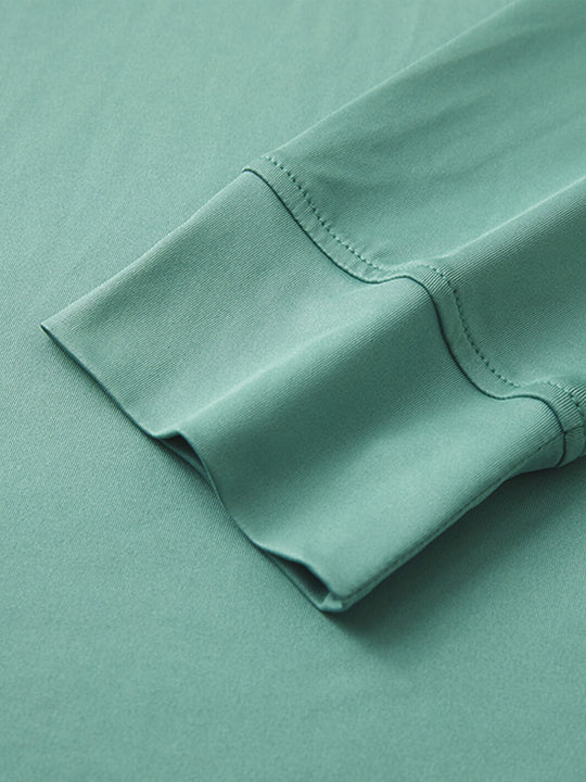 Designed Collared Long Sleeve Golf Polo-BERYL GREEN