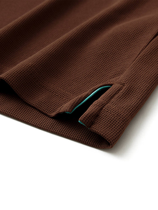 Waffle Jacquard Performance Polo-BROWN
