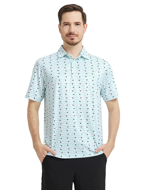 Men's Print Performance Polo-BEE