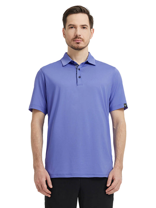 Designed Collared Solid Performance Polo-BLUISH VIOLET