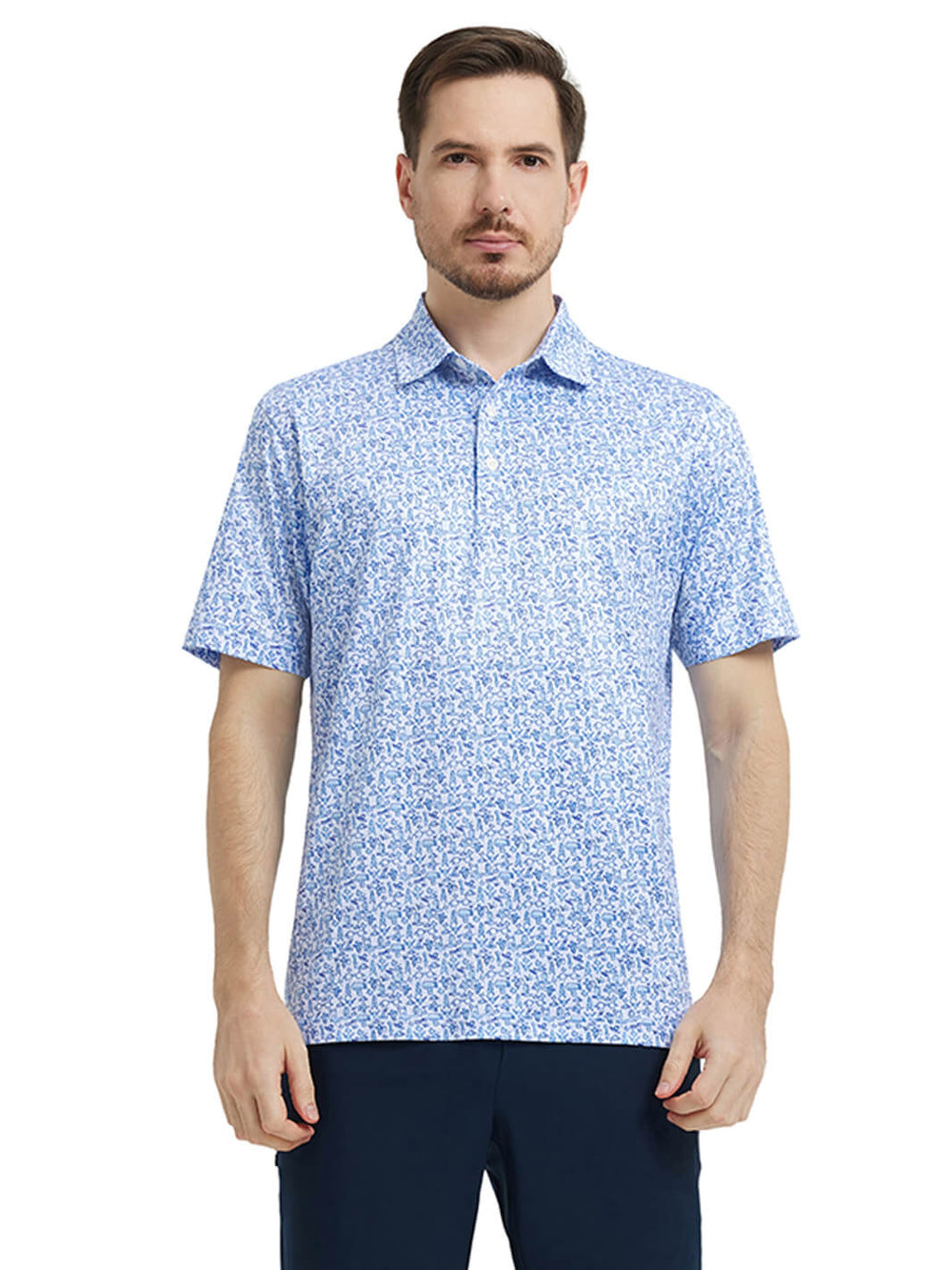 Men's Print Performance Polo-COWBOY