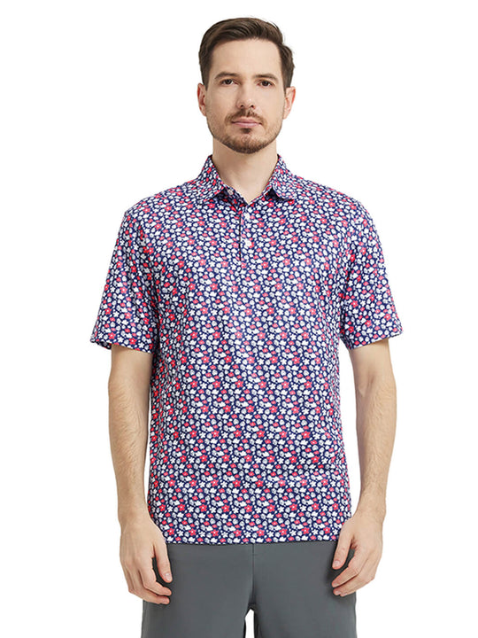 Men's Print Performance Polo-FLOWERS