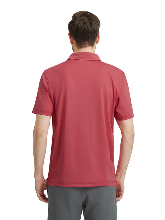 Designed Collared Solid Performance Polo-CRANBERRY