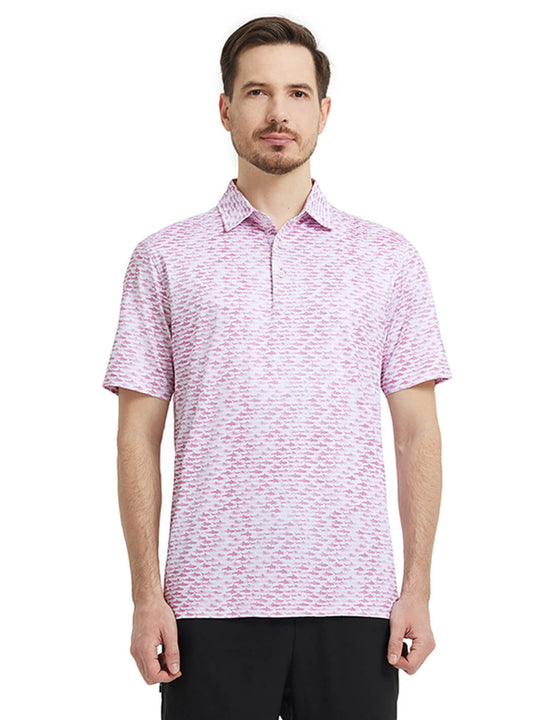 Men's Print Performance Polo-SHARK BAIT