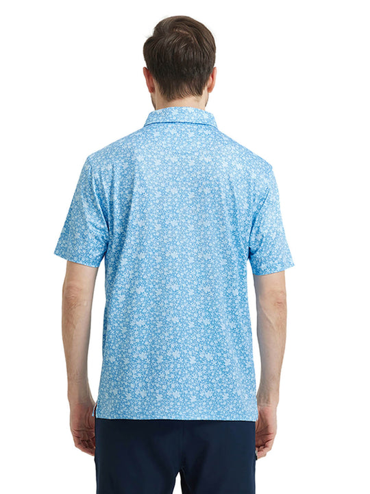 Men's Print Performance Polo-SKY PRTAL STEP