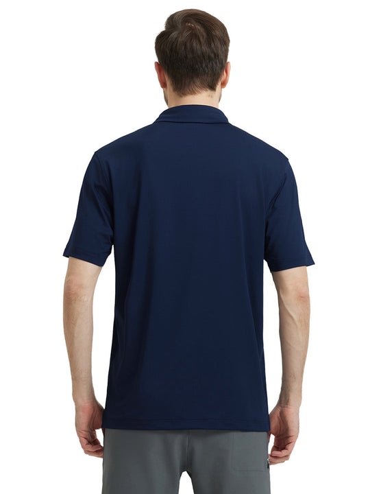 Solid Performance Jersey Polo-NAVY
