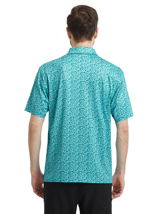 Men's Print Performance Polo-CORNFLOWER