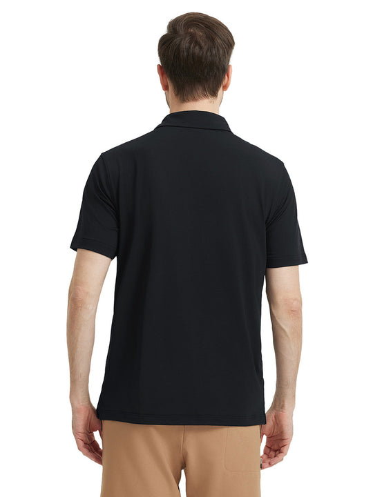Solid Performance Jersey Polo-BLACK