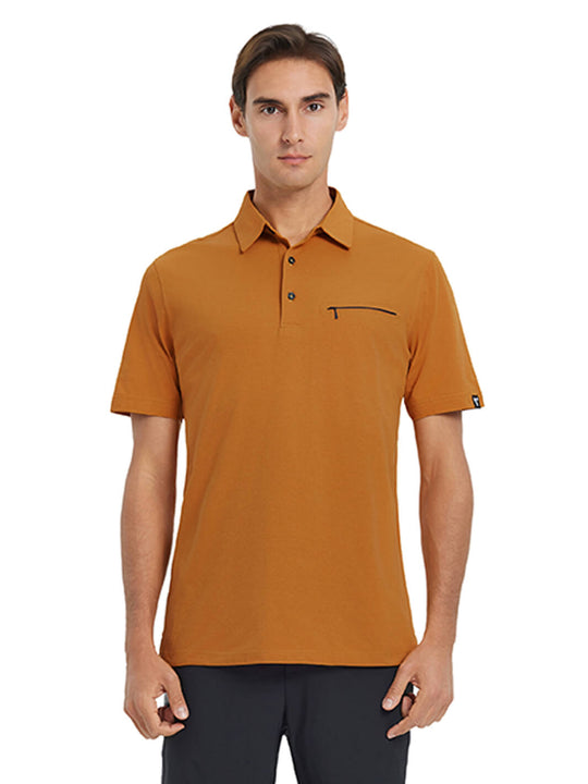 Hidden Zip Pocket Performance Polo-AMBER