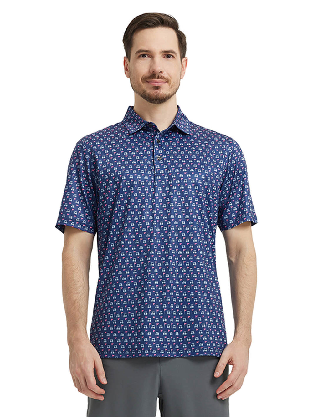 Men's Print Performance Polo-GOLF CART