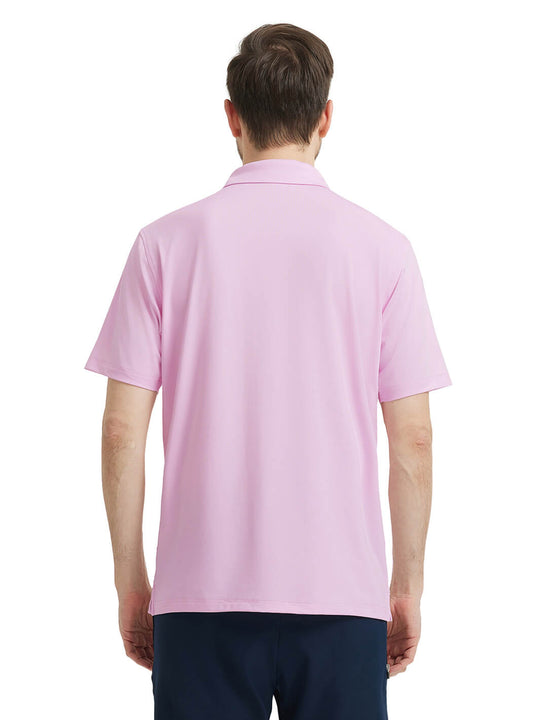 Designed Collared Solid Performance Polo-PINK DIAMOND