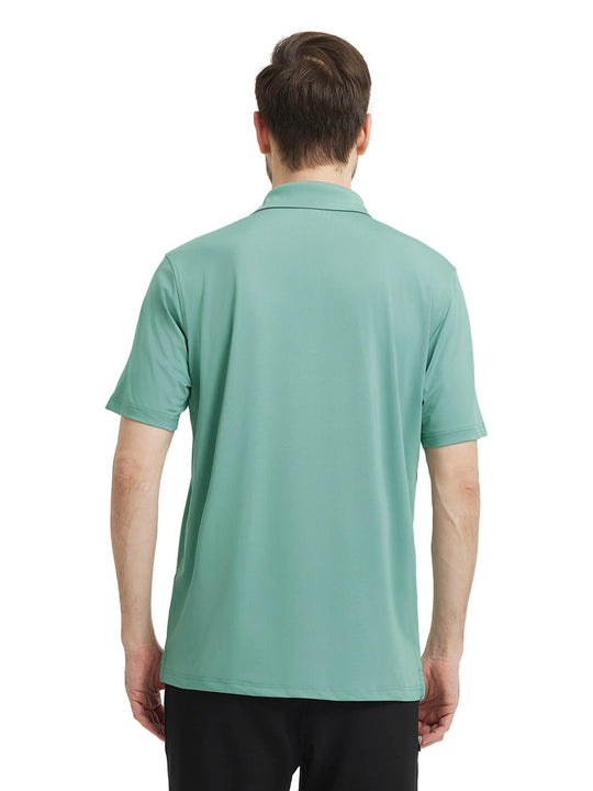 Designed Collared Solid Performance Polo-BERYL GREEN