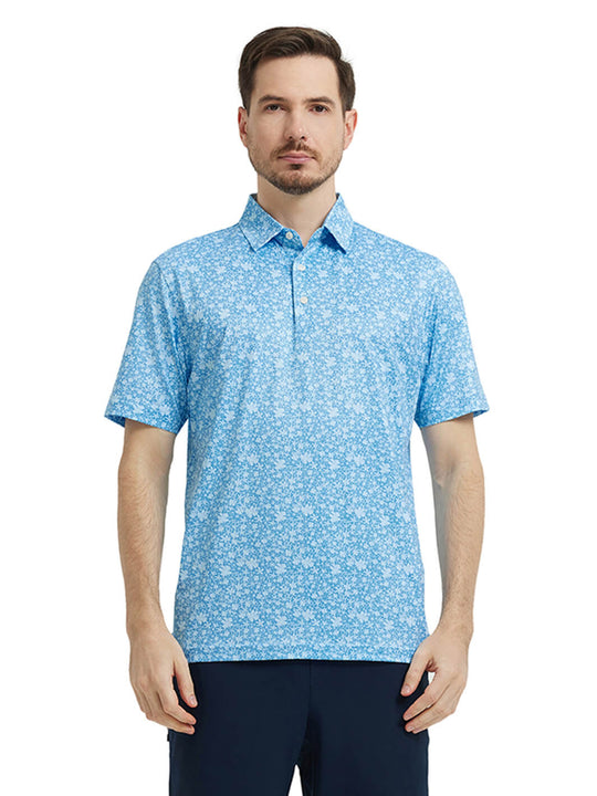 Men's Print Performance Polo-SKY PRTAL STEP