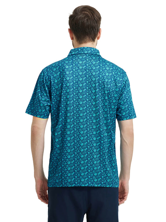 Men's Print Performance Polo-MONSTERA